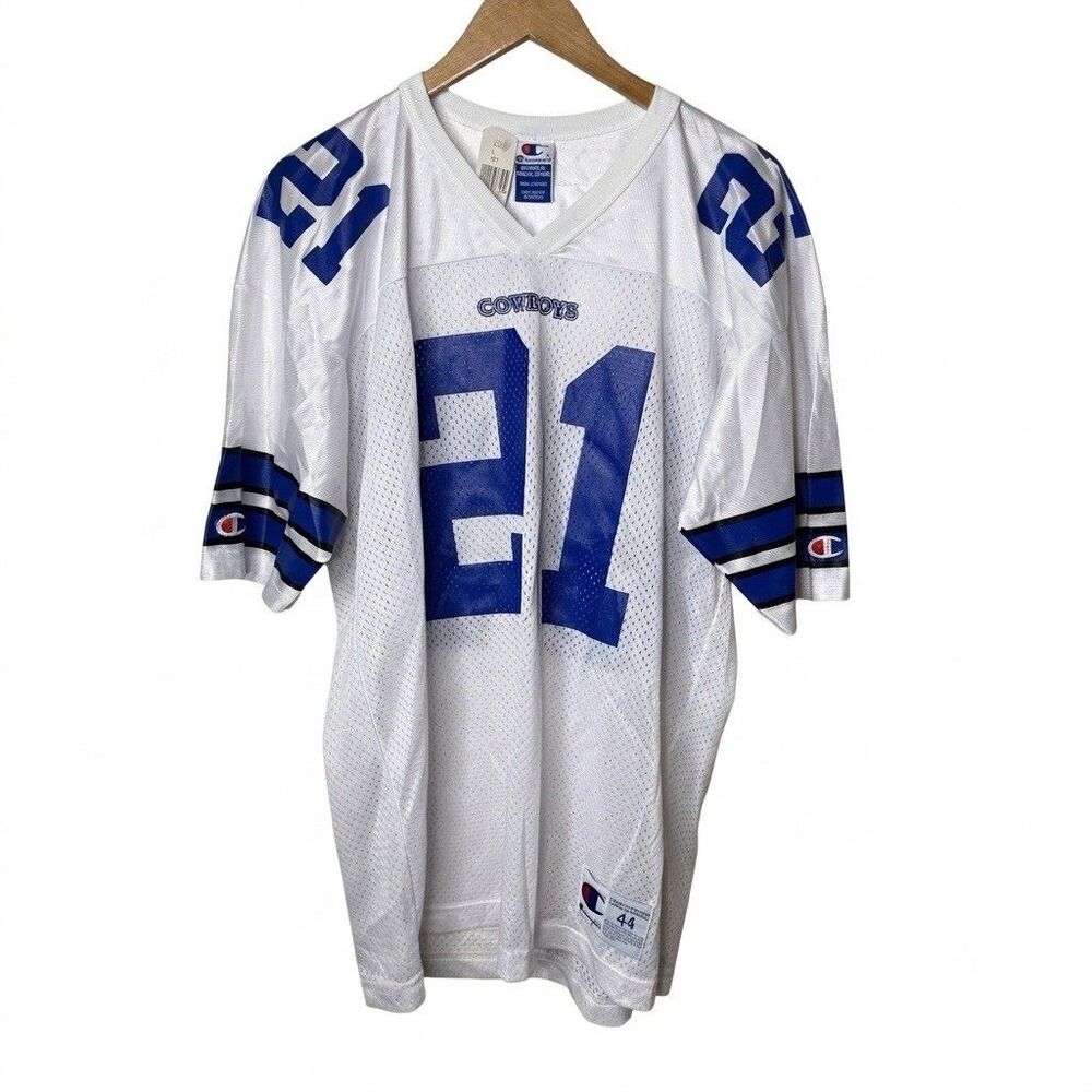 Vintage 90s Champion Deion Sanders Dallas Cowboys Jersey 21 Mens Large 44 NWT